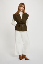 Sleeveless jacket khaki green women