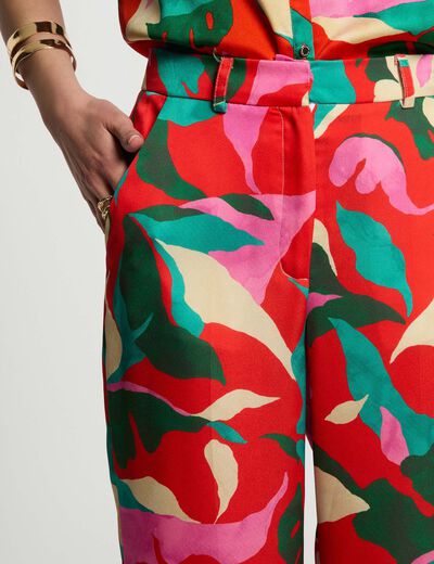 Printed straight trousers multicolor women
