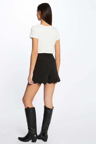 Short-sleeved t-shirt with message ecru ladies'