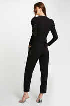 Ribbed long-sleeved t-shirt black women