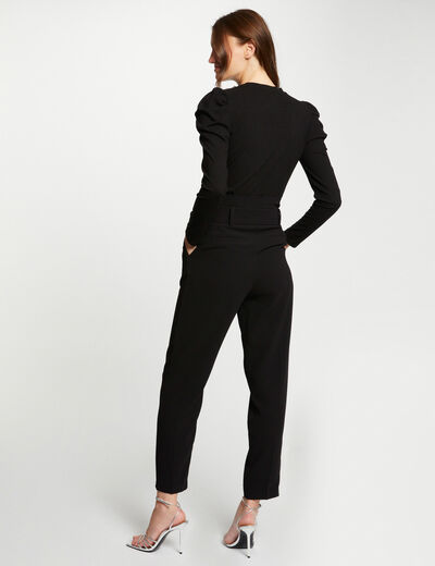 Ribbed long-sleeved t-shirt black women