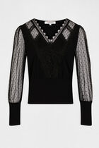 Long-sleeved t-shirt with dobby spot black women