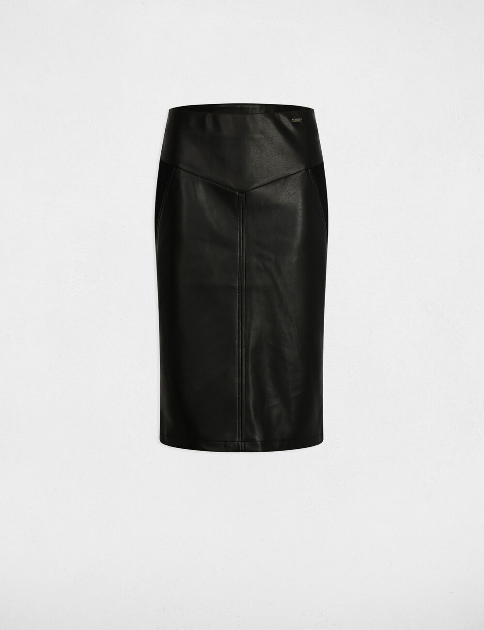 Jupe ajustée similicuir noir femme