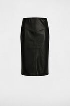Jupe ajustée similicuir noir femme