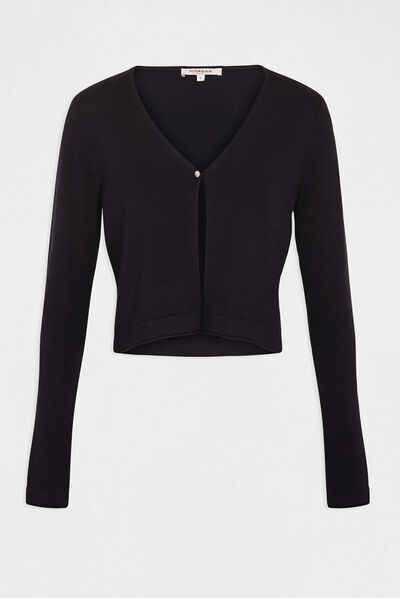 Long-sleeved cardigan with V-neck navy ladies'