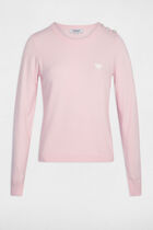 Jumper round neck and buttons light pink women