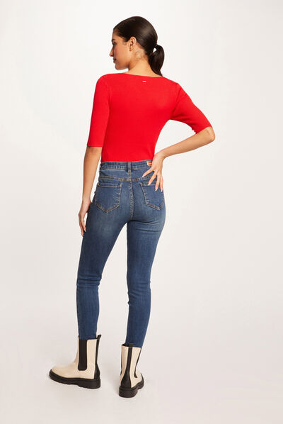 3/4-length sleeved jumper with ornament red ladies'