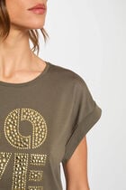 T-shirt with message khaki green women