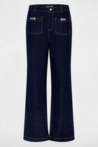 Wide leg jeans with ornaments raw denim women