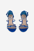 Sandales à talons avec brides strass bleu femme