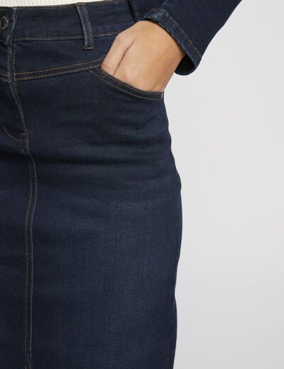 Knee-length denim skirt raw denim women