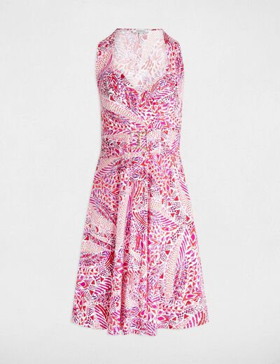 Printed waisted mini dress multicolor women