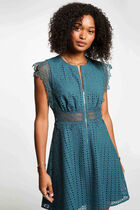 A-line mini lace dress petroleum blue women