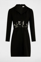 Robe courte ajustée à dentelle noir femme