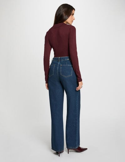 Fitted polo neck sweater plum women