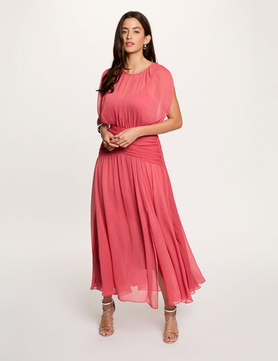 Draped long dress antique pink women