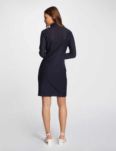 Fitted mini embroidered dress navy ladies'