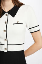 Robe tricot courte trapèze ivoire femme