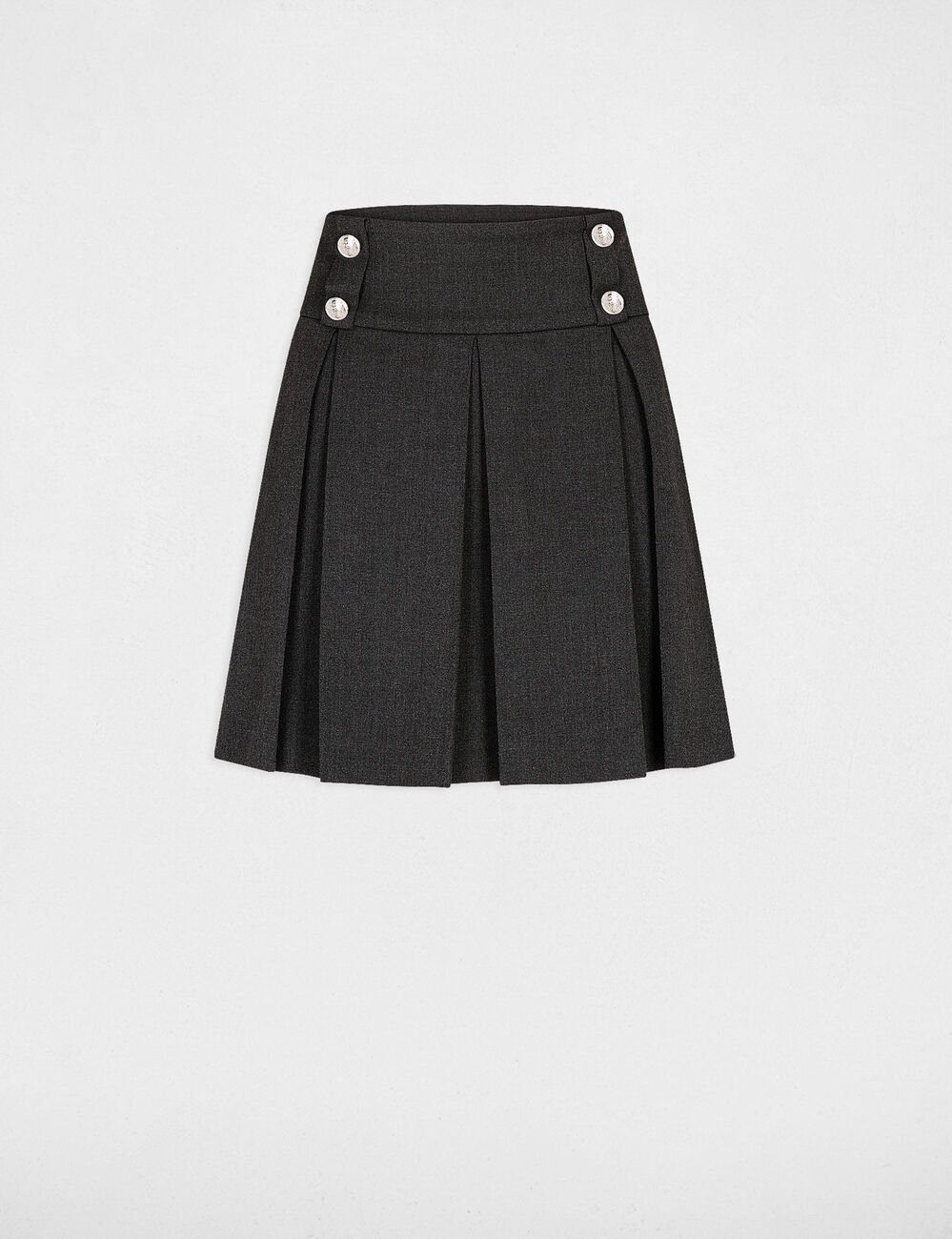A-line skirt with pleats anthracite grey women