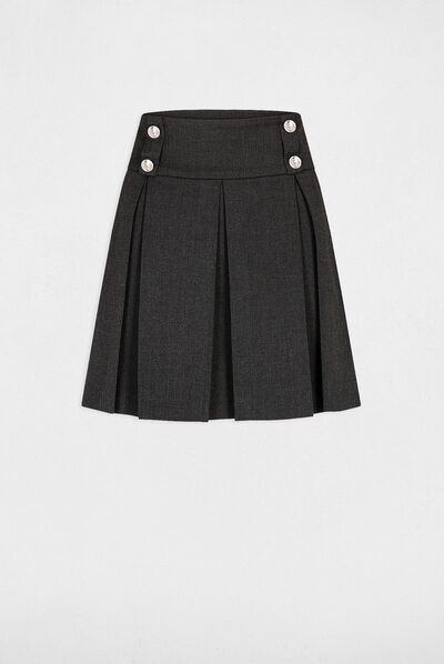 A-line skirt with pleats anthracite grey ladies'