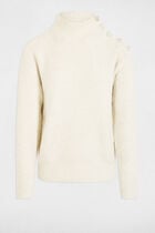 Long-sleeved jumper with buttons ivory women
