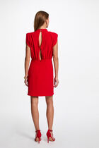 Robe courte ajustée épaulettes rouge femme