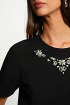 Short-sleeve t-shirt with rhinestones black women