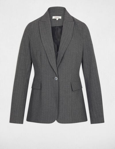 Fitted striped blazer mid-grey women