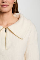 Jumper with zipped-rollneck ivory women