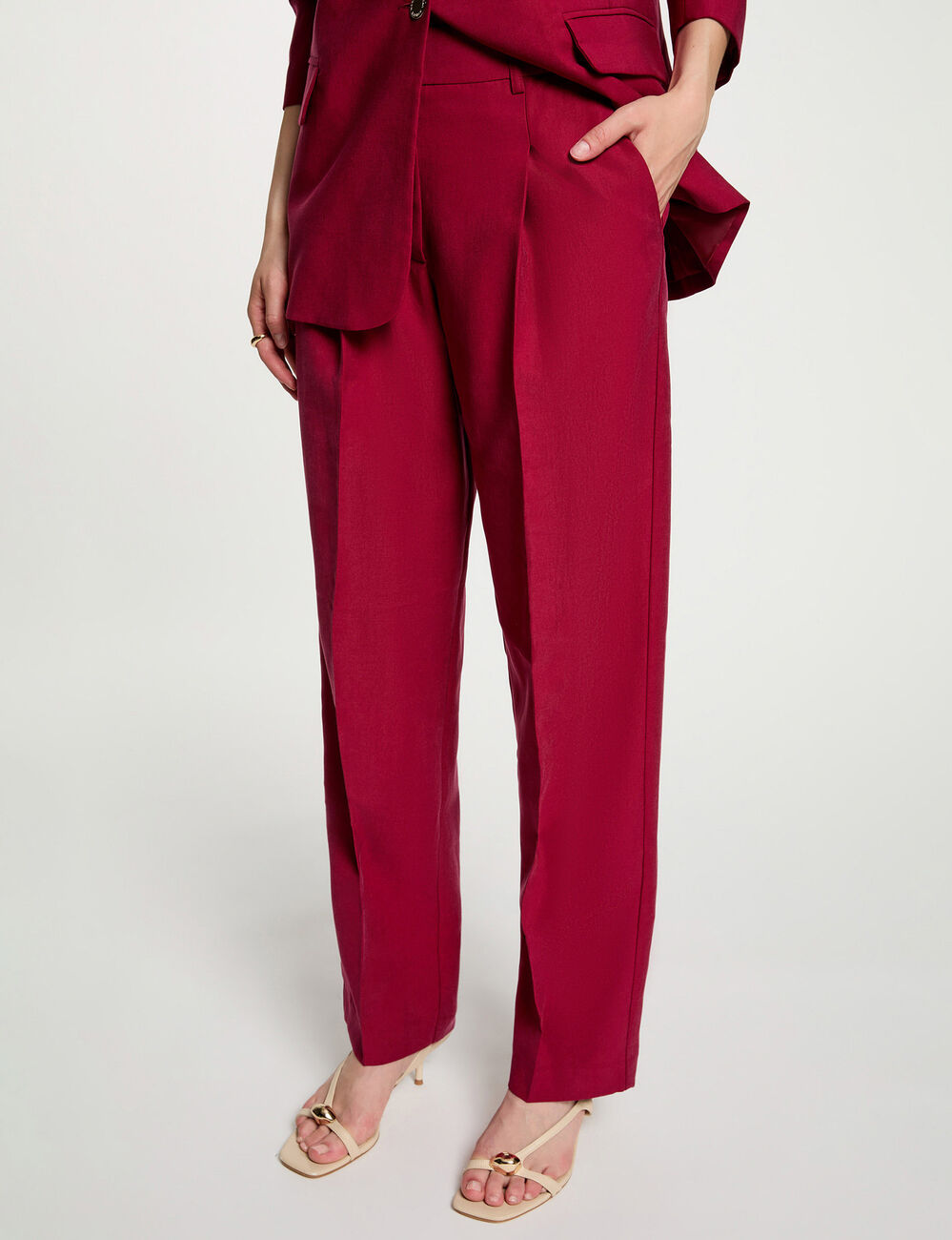 High-waisted trousers bordeaux women