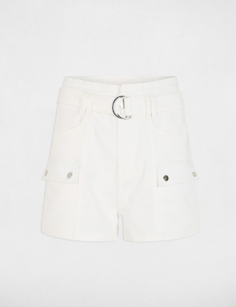 Acid wash denim shorts ecru women
