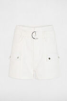 Acid wash denim shorts ecru women