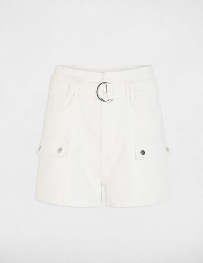 Acid wash denim shorts ecru women