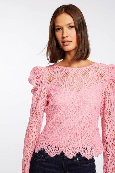 Long-sleeved t-shirt with lace  ladies'