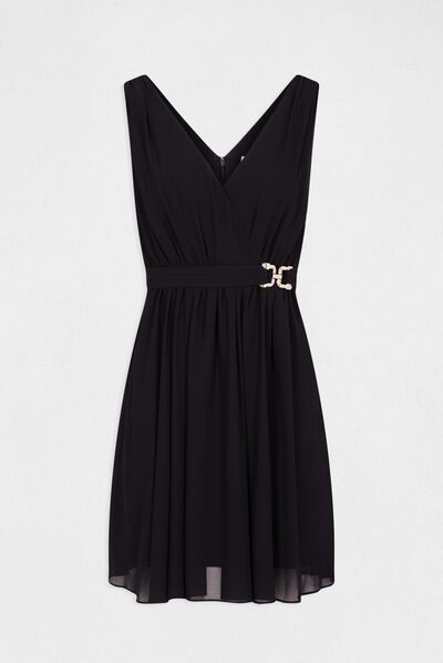 A-line dress with buckle navy ladies'