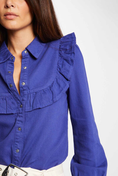Long-sleeved shirt with ruffles purple ladies'