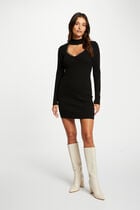 Robe pull ajustée à ouverture noir femme