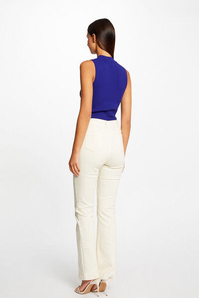 Sleeveless jumper vest top with opening mid blue ladies'