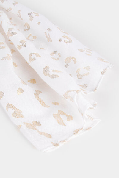 Scarf with animal print white ladies'