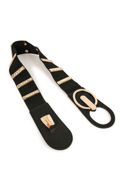 Elasticised belt with ornaments gold ladies'