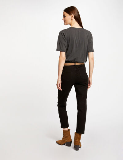 Cropped straight trousers black ladies'