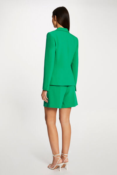 Waisted city jacket with long sleeves green ladies'