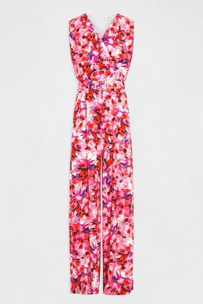 Wide leg jumpsuit floral print multico ladies'