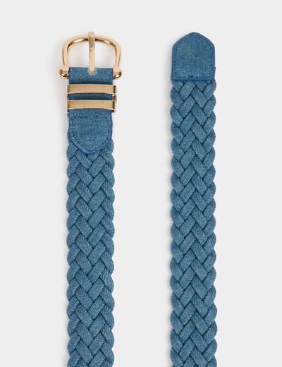 Braided denim belt stone wash denim women