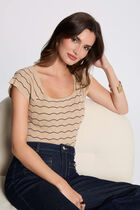 Short-sleeved jumper beige women