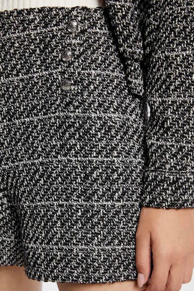 Straight shorts with metallised threads black ladies'