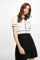Robe tricot courte trapèze ivoire femme