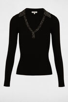 Jumper collar jewelled details black women