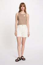 Jewel neck tank top taupe women