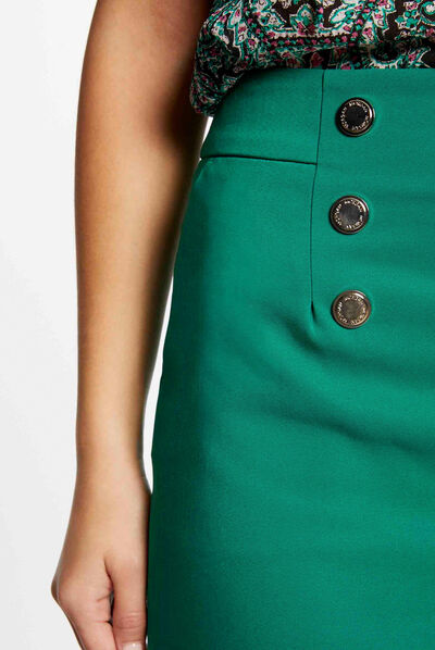 Straight skirt with buttons green ladies'